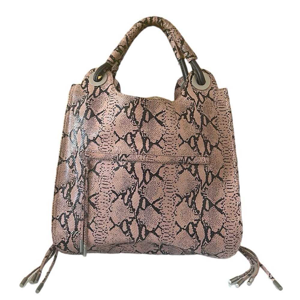 6126 Lindsay Lohan Tempest Python Leather Tote Handbag with Lace-up Sides